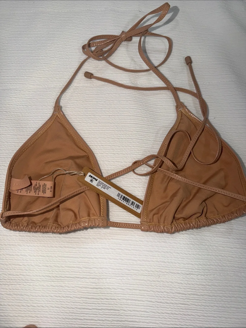 SKIMS Beige Patent Triangle Bikini Set Small